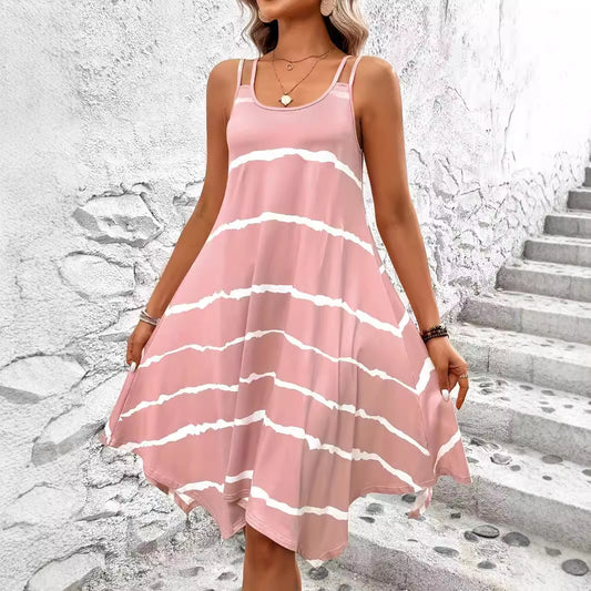 Robe de loisirs pour femmes avec ourlet asymétrique et motif rayé unique Chic und Stil