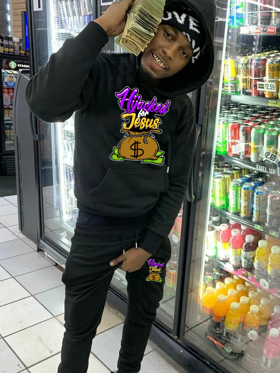 Men's hoodie and jogging pants set with creative design and practical pockets Chic and Style