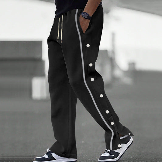 Men's Sporty Loose Jogging Pants with Snap Buttons Chic und Stil