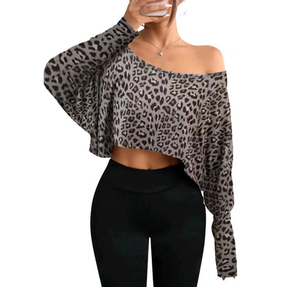 Pull cropped pour femmes avec motif léopard décontracté Chic und Stil