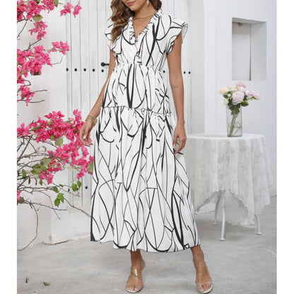 Robe maxi à paillettes à manches flottantes pour femme