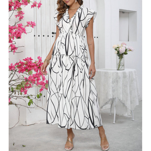 Robe maxi à paillettes à manches flottantes pour femme