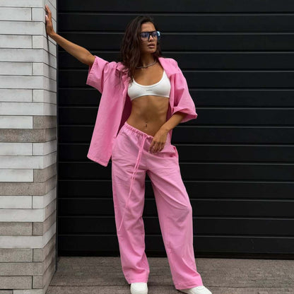 Summer loose and casual blouse set for women and wide pants Chic and Style