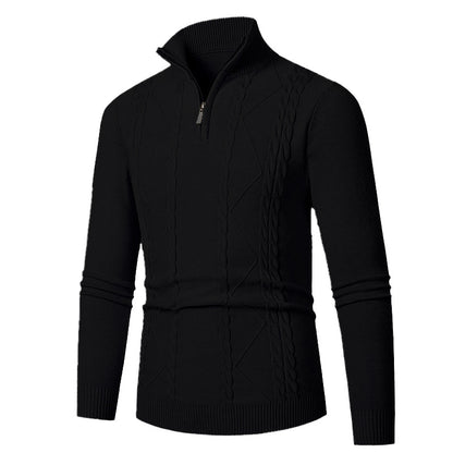 Knitted pull for men with half zip and textured pattern Chic und Stil