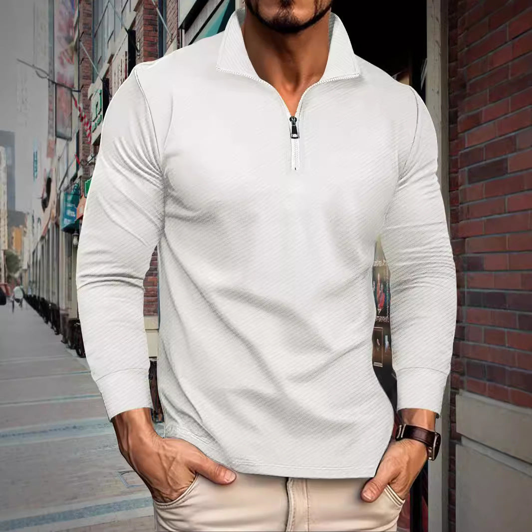 Chemise à manches longues pour hommes avec col montant et ouverture zippée pratique Chic und Stil