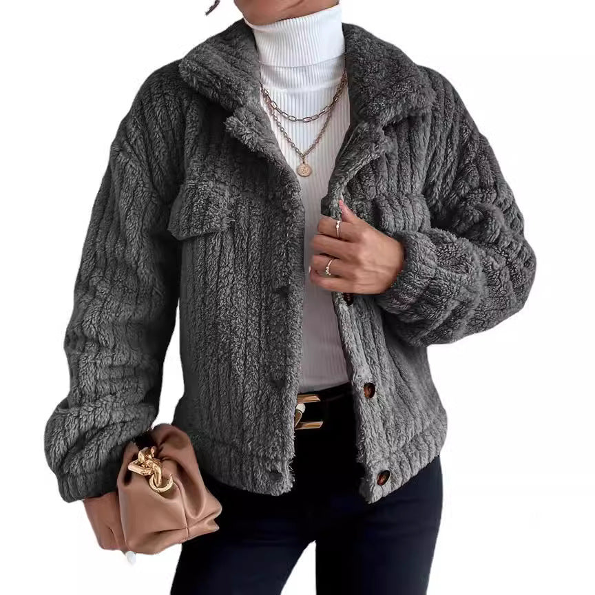 Ladies oversized soft structured fleece jacket Chic and Style