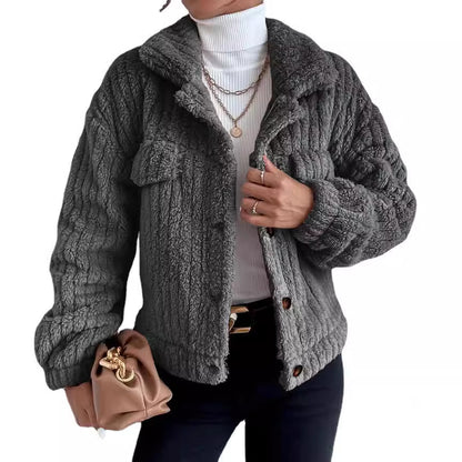 Ladies oversized soft structured fleece jacket Chic and Style