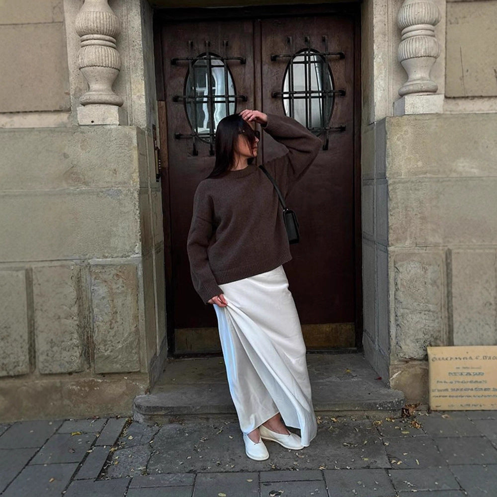 Ladies Oversized Crewneck Pullover Comfortable Chic and Style