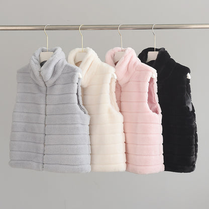 Veste matelassée pour dames en fausse fourrure à col montant Chic und Stil