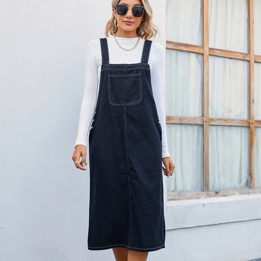 Robe en jean à bretelles pour femmes avec poches latérales pratiques et coupe moderne Chic und Stil