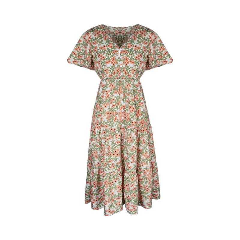 Robe maxi floral pour femmes avec fermeture à boutons et fente sur le côté Chic und Stil