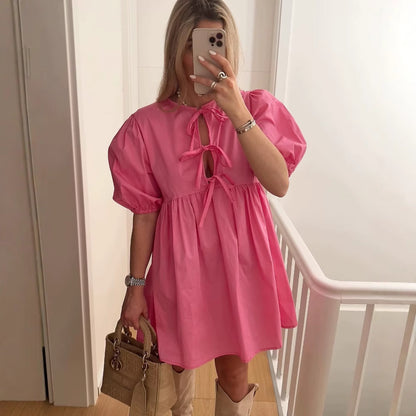 Robe d'été pour femmes avec motif léopard décontracté et manches volumineuses Chic und Stil