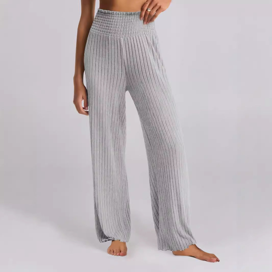 Chic and Style Wide Ribbed Palazzo Pants for Women