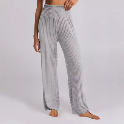 Chic and Style Wide Ribbed Palazzo Pants for Women