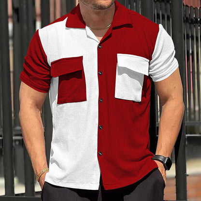 Chemise pour homme à manches courtes tendance avec design texturé et deux poches poitrine pratiques Chic und Stil