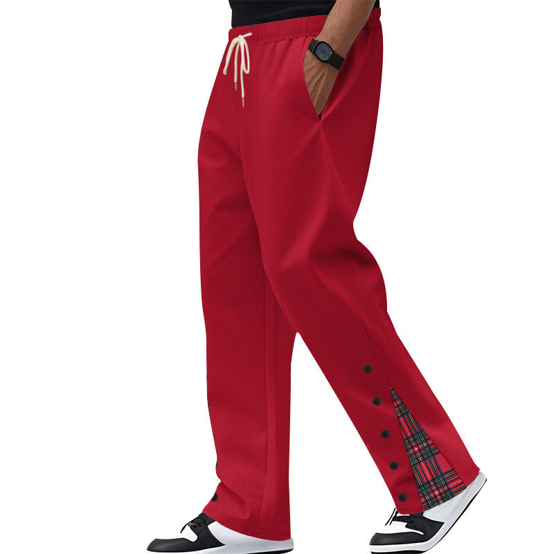 Comfortable casual pants for men with snap buttons on the sides and stylish plaid design Chic and Style
