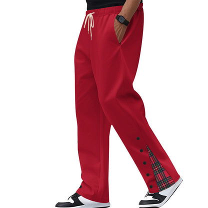 Comfortable casual pants for men with snap buttons on the sides and stylish plaid design Chic and Style