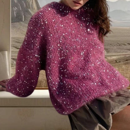 Femme pull en tricot scintillant à coupe ample et accents élégants Chic und Stil