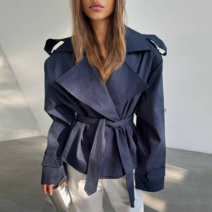 Dames Élégant Trench-coat avec ceinture à la taille et coupe ample Chic und Stil