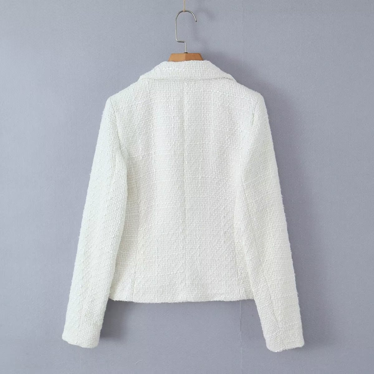 Dames élégante veste blazer croisée avec tissu texturé Chic und Stil