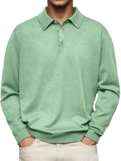 Men's long sleeve polo in soft cotton blend Chic und Stil
