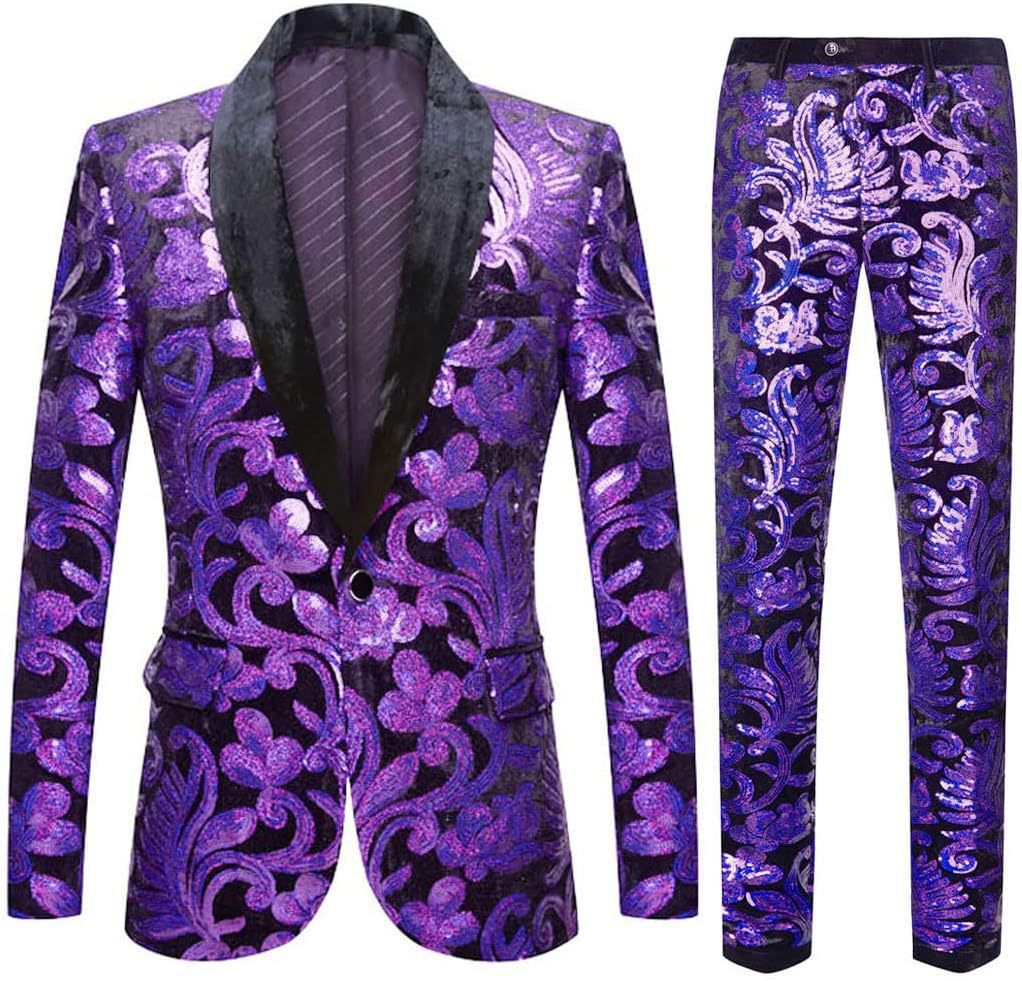Costume élégant en velours pour hommes avec motif en sequins brillants Chic und Stil