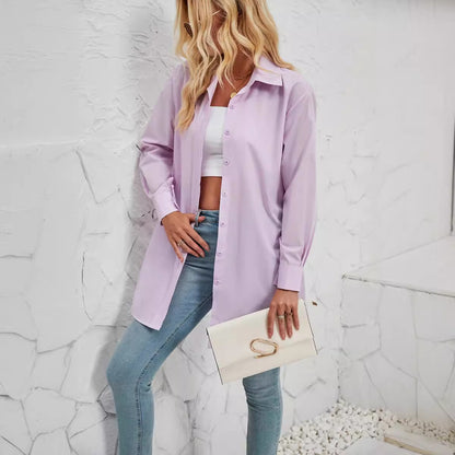 Chemisier long à manches longues pour dames au style oversize Chic und Stil