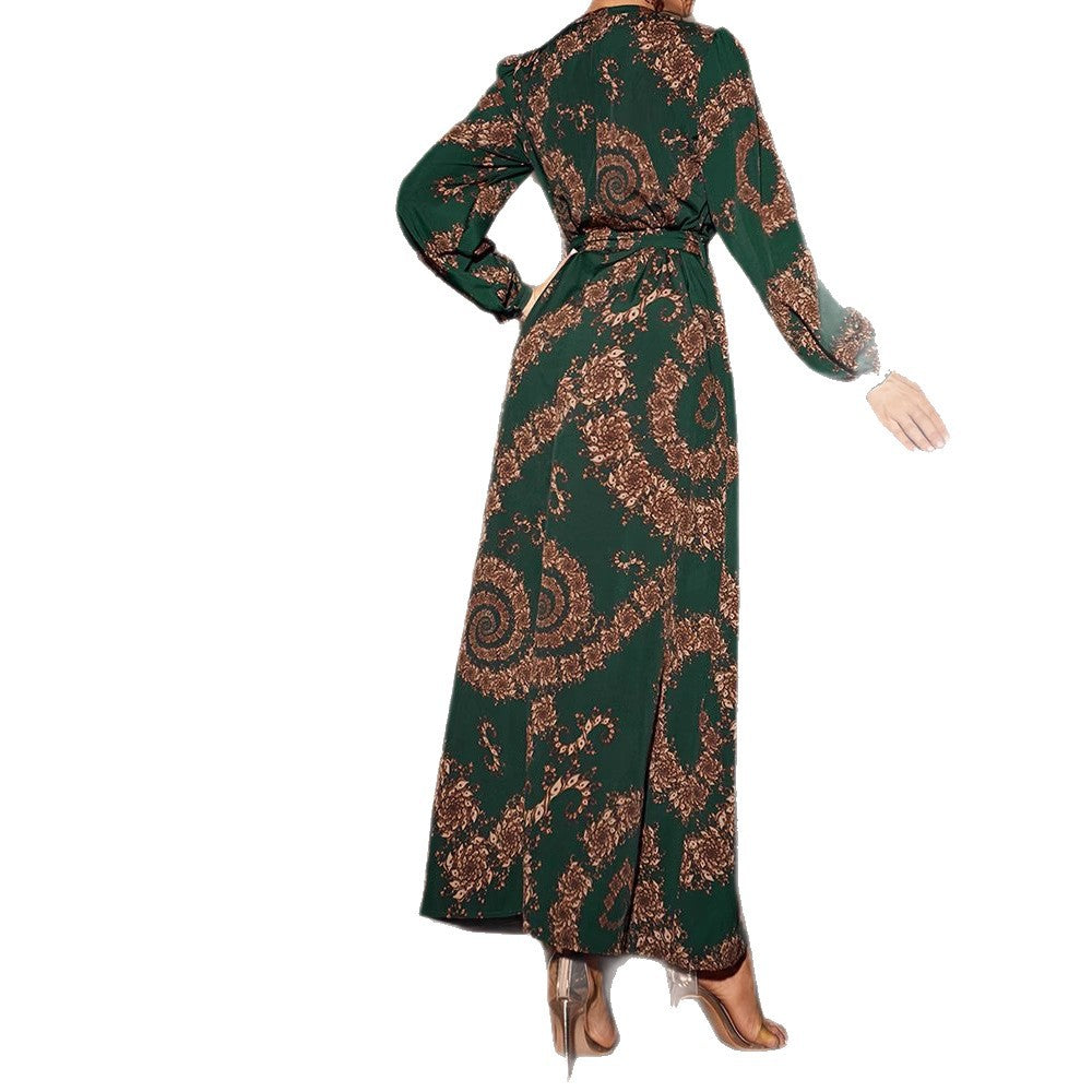 Robe maxi élégante pour femmes avec détails floraux et ceinture Chic und Stil