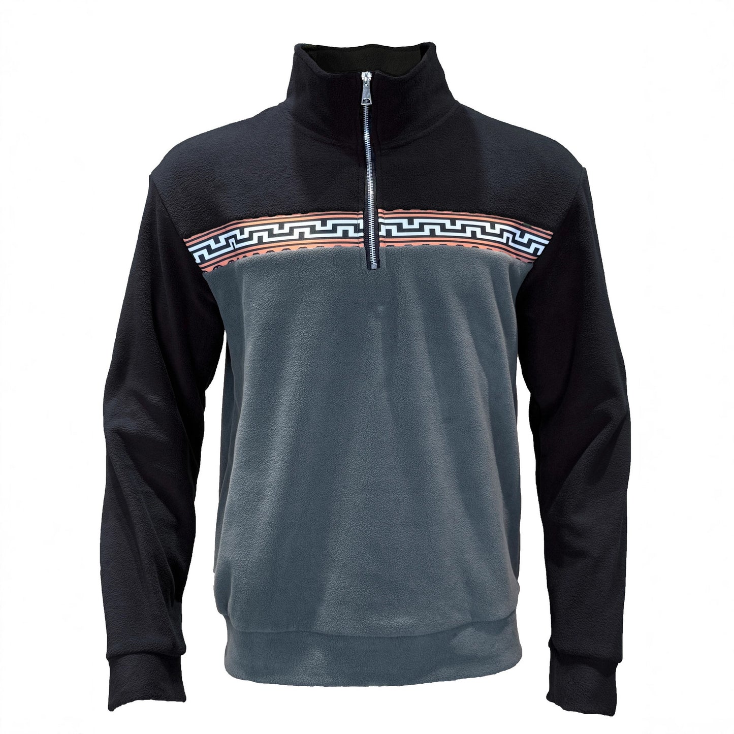 Men's fleece pullover with stylish high neck and contrasting pattern Chic und Stil