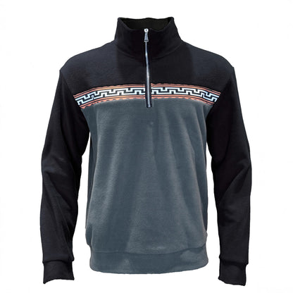 Men's fleece pullover with stylish high neck and contrasting pattern Chic und Stil