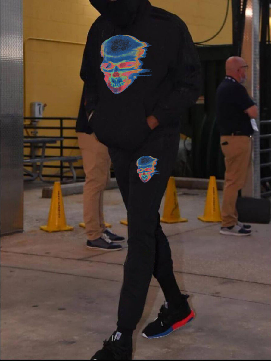 Men's sports jacket and jogger pants set with creative skull design Chic and Style