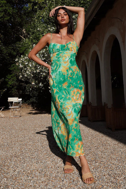 Robe Maxi Fleur Damen avec ourlet volants Chic und Stil
