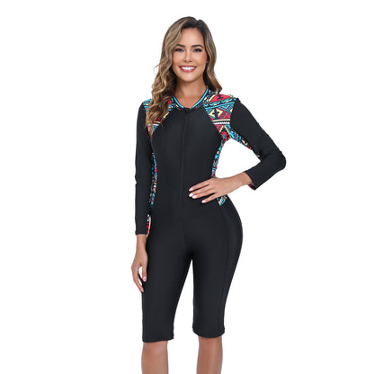 Combinaison de surf pour femmes à manches longues et motif floral créatif Chic und Stil
