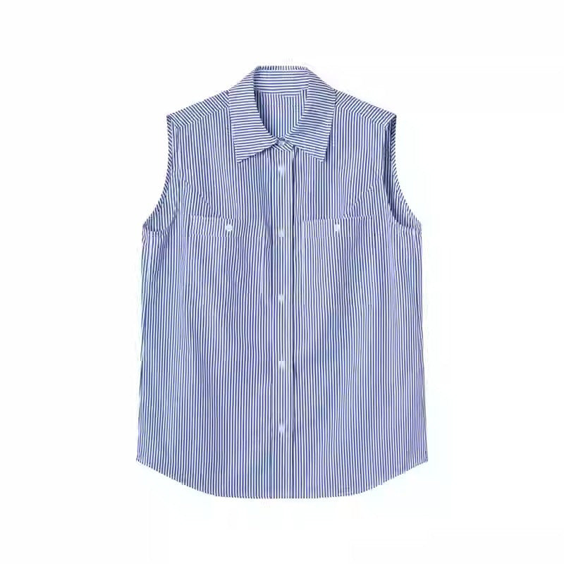 Chemise sans manches rayée classique pour femmes Chic und Stil