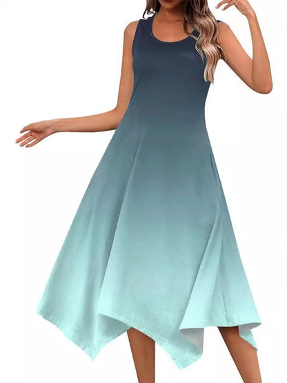 Robe midi sans manches pour femmes avec une coupe fluide et une transition de couleur unique Chic und Stil
