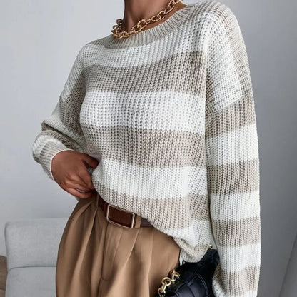 Pull en tricot décontracté pour dames avec un motif de gaufre moderne Chic und Stil