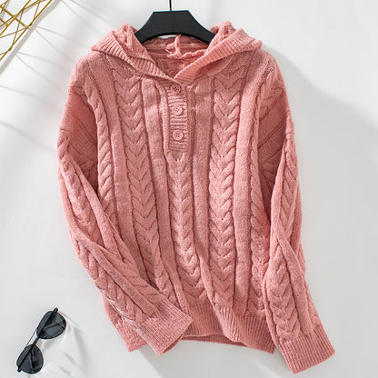 Pull à capuche en tricot pour femmes avec motif en torsades Chic und Stil