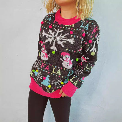 Pull féminin de Noël avec des applications colorées et un design festif Chic und Stil