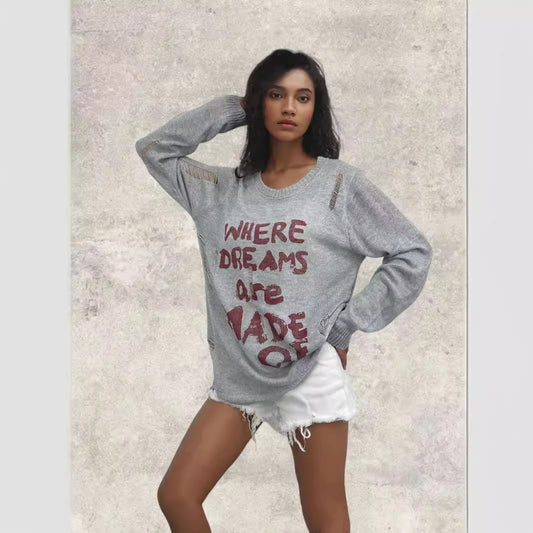 Pull décontracté pour femmes avec écriture créative et coupe à la mode Chic und Stil