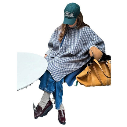 Chemise-giacket surdimensionnée pour femmes avec motif à carreaux et coupe décontractée Chic und Stil