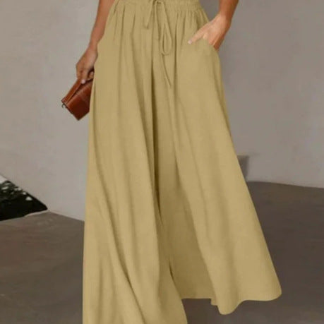 Pantalons Palazzo larges pour femmes avec taille élastique et poches latérales pratiques Chic & Stil