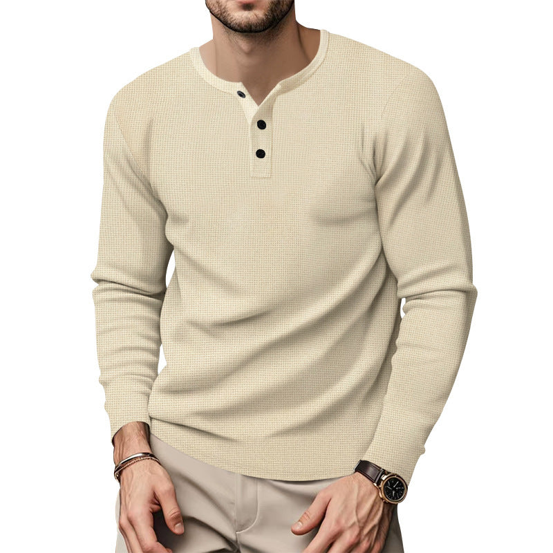 Chemise à manches longues pour hommes avec encolure Henley et surface texturée Chic und Stil