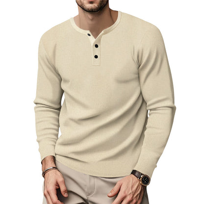 Chemise à manches longues pour hommes avec encolure Henley et surface texturée Chic und Stil