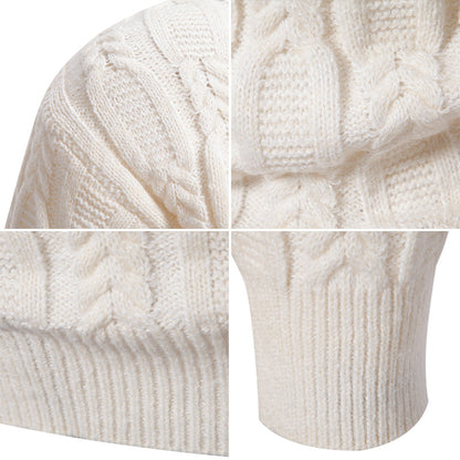 Chunky knit pullover for men with a modern cable pattern and a round neck Chic and Style