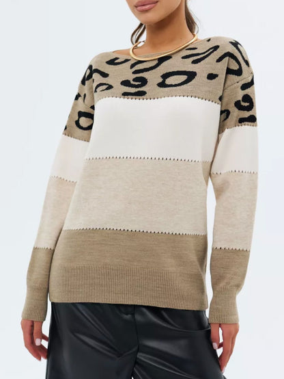 Pull oversized pour dames avec motif léopard Chic und Stil