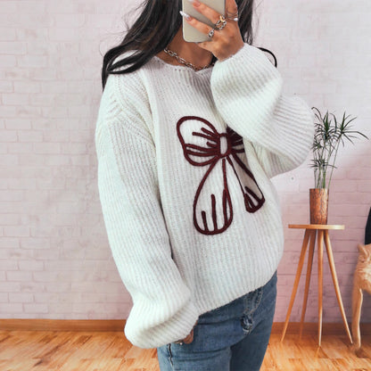 Pull en grosse maille pour femmes avec motif de nœud ludique Chic und Stil