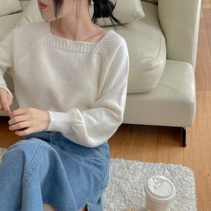 Pull décontracté pour femmes avec col en perles élégant Chic und Stil