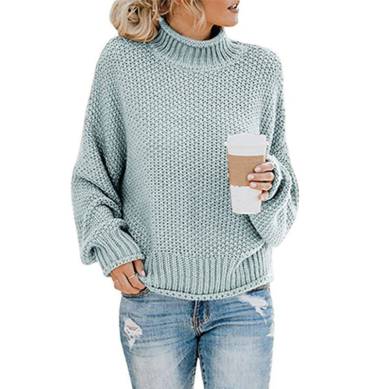 Dames pull en grosse maille avec col haut Chic und Stil