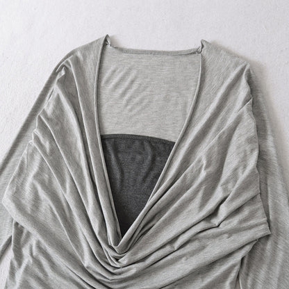 Chemise à manches longues décontractée pour femmes avec un design de drapé raffiné Chic und Stil