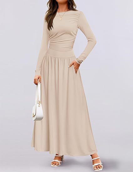 Robe maxi femme à manches longues et design de poches pratiques Chic und Stil